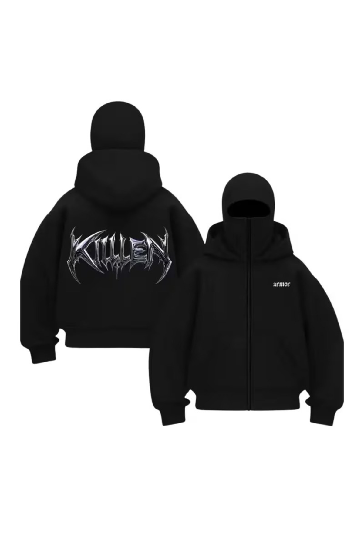 AZIZI TEKSTIL Kar Maskeli Ninja Unisex Sweatshirt Hırka 2iplik kalın polar