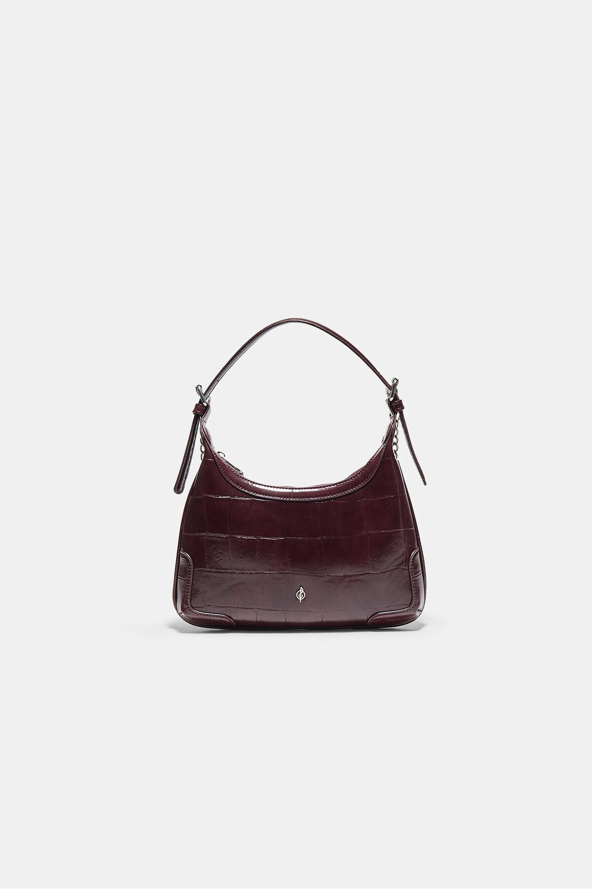 Stradivarius Timsah deseni görünümlü zincirli mini omuz çantası