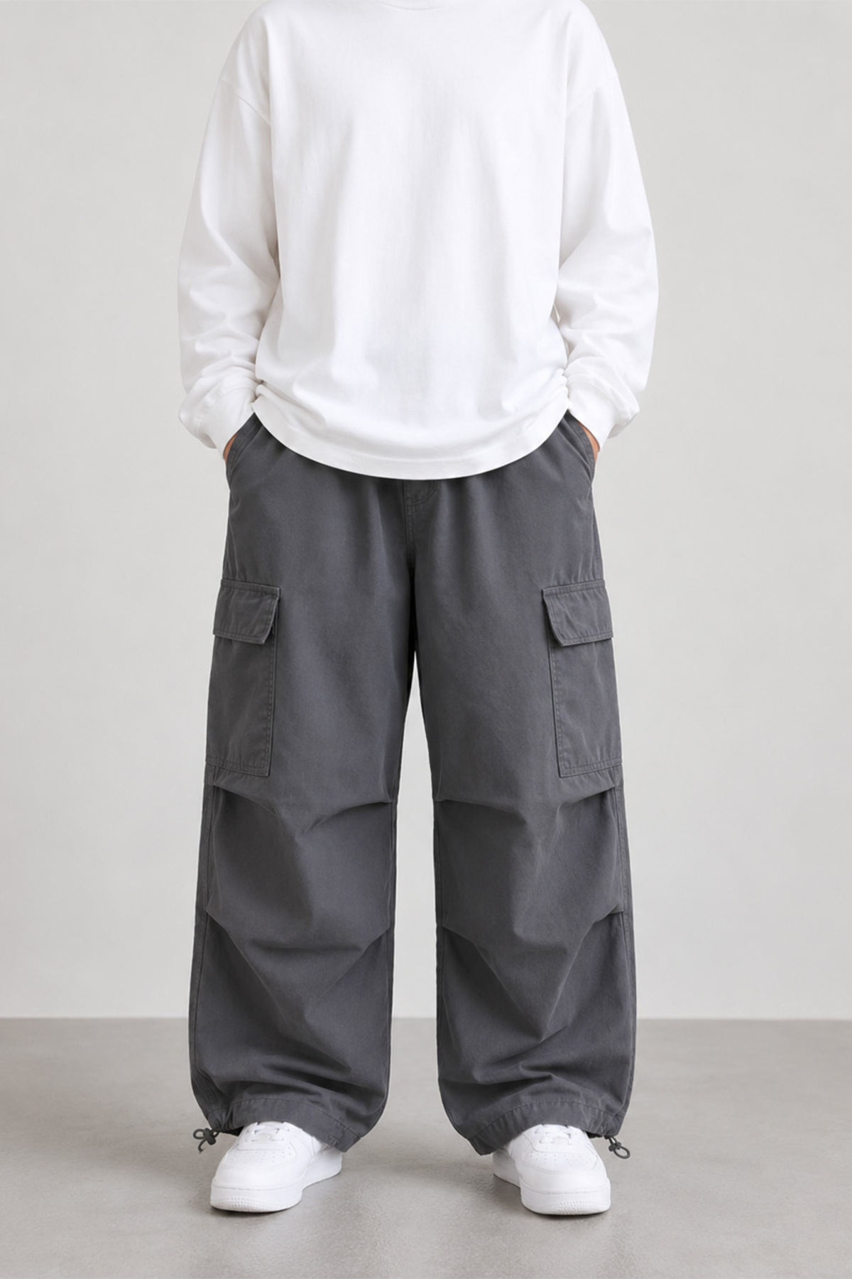شلوار باری چند جیب گشاد Unisex Oversize — خاکستری GRW-UKP-510 — تصویر 4 از 4