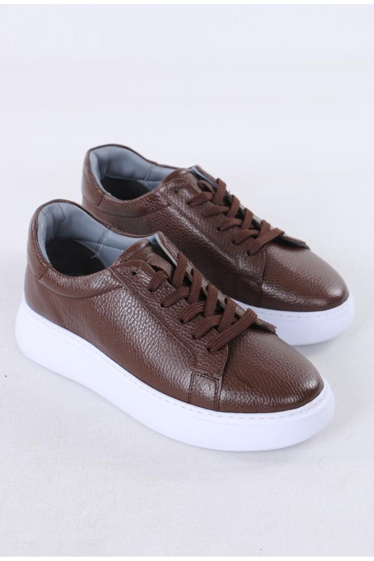 TROVIX Premium Kahverengi Erkek Sneaker, %100 Hakiki Deri, Beyaz EVA Taban görsel 4