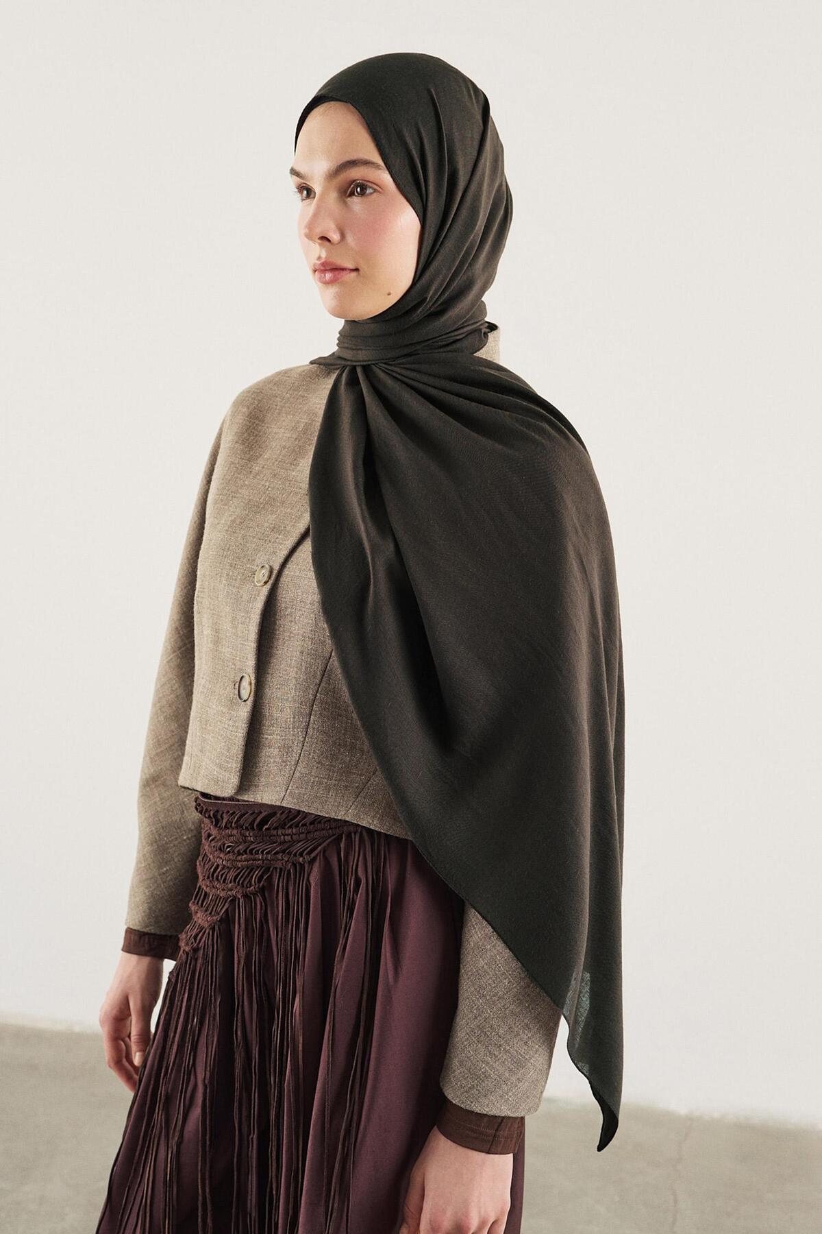 DeFacto Fresh Scarfs X DeFacto Premium Siyah Keten Şal I1758AX26SM görsel 6