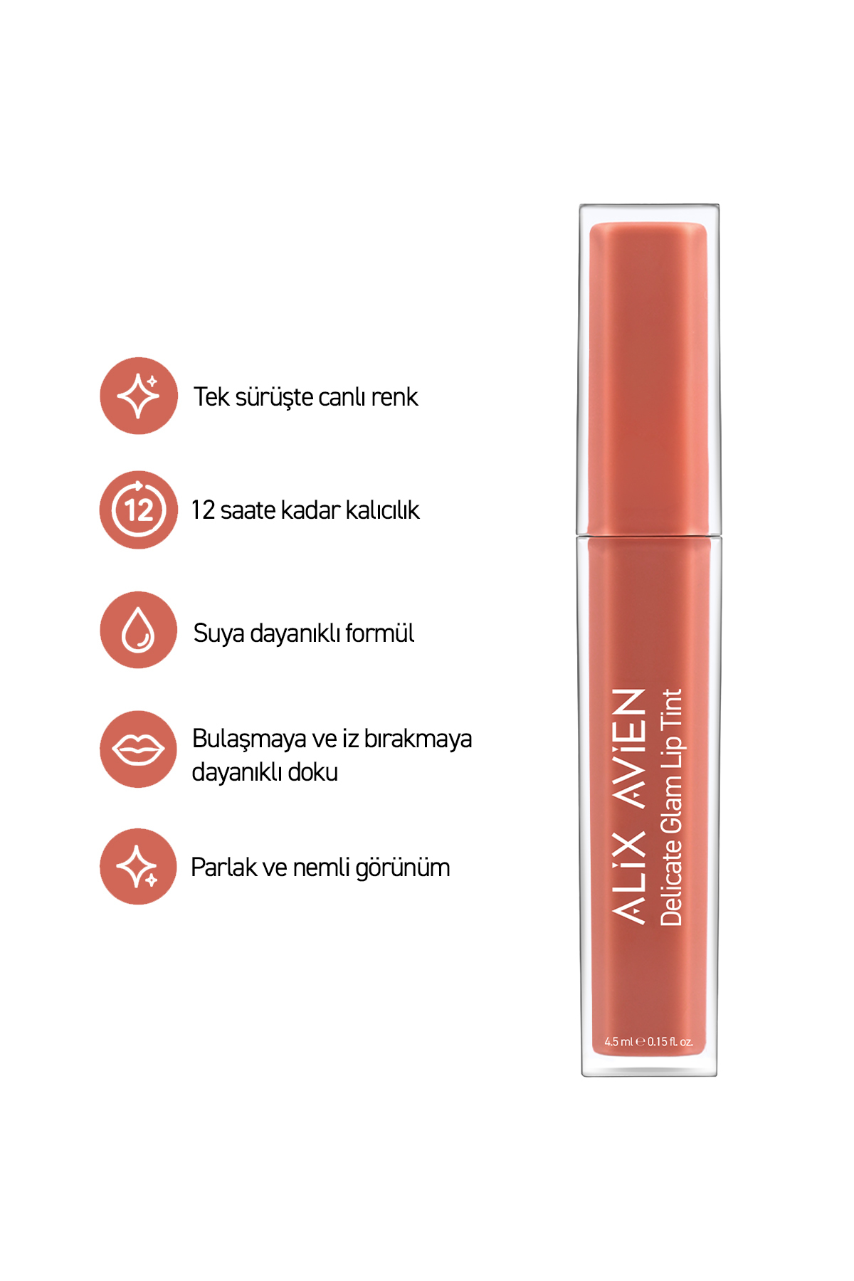رنگ لب براق پایه آب - رنگ لب دلیکیت گلم 701 نود جینجر — بژ LIPTINT — تصویر 3 از 6