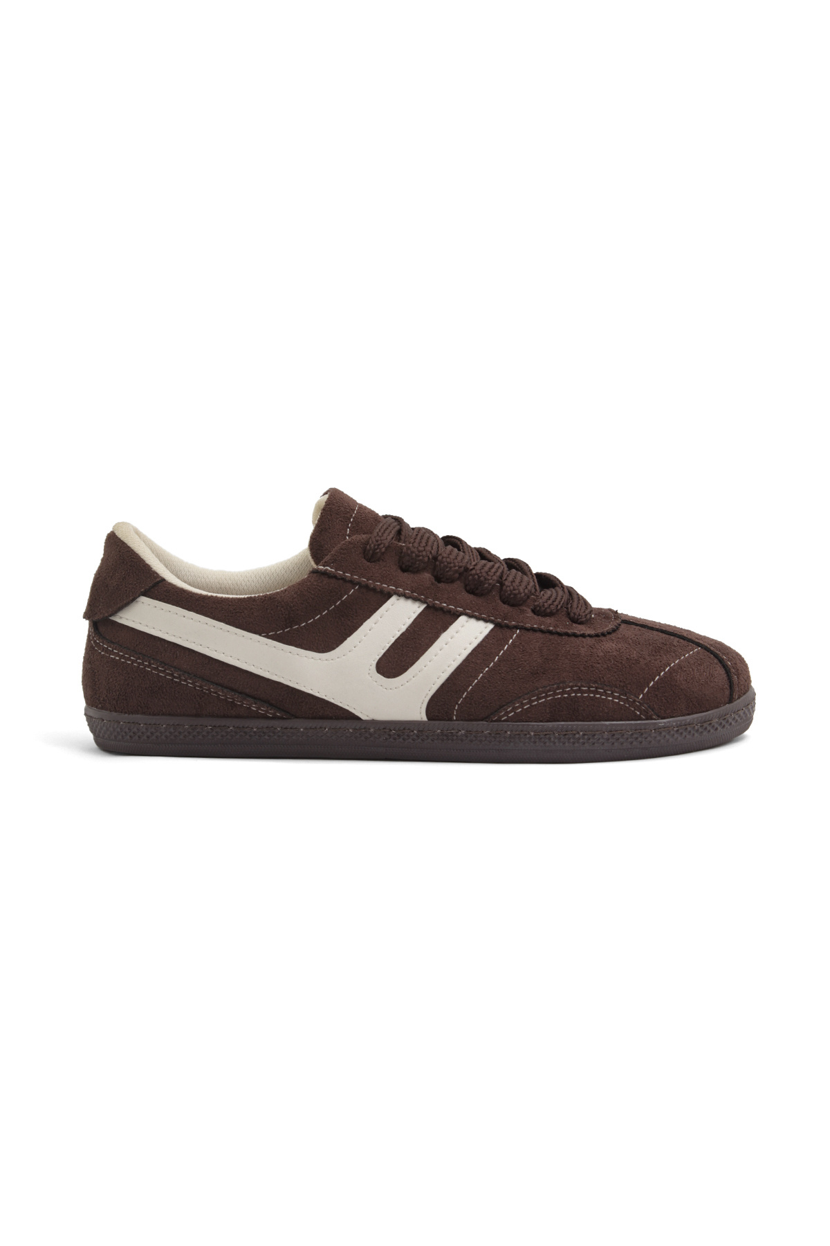 RoseVeno Kadın Kahve Süet Sneaker Günlük Spor Ayakkabı Rahat Retro Süet Detaylı Casual Ayakkabı görsel 4