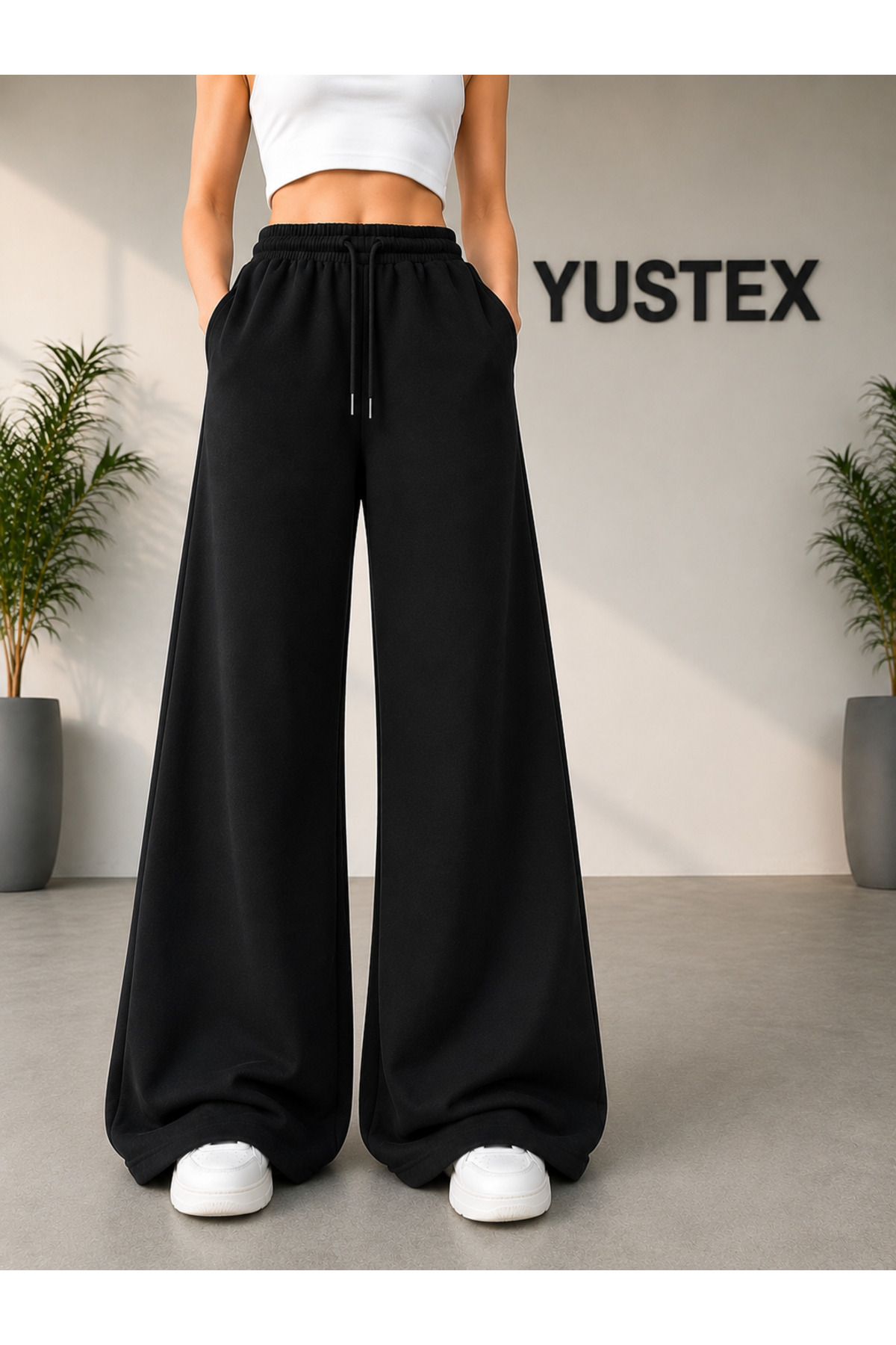 yx yustex sport 2'li KADIN BOL PAÇA EŞOFMAN OVERSİZE KALIP (SİYAH ve GRİ) 2 ADET EŞOFMAN GELMEKTEDİR görsel 4
