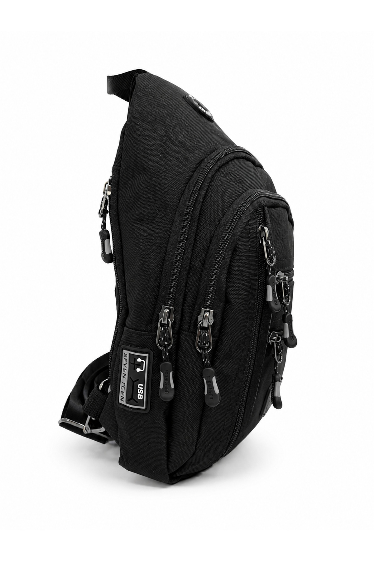 Sanmorris SEVENTEEN Unisex Orta Boy Çok Gözlü Çapraz Askılı Body Bag SİYAH-GRİ görsel 2
