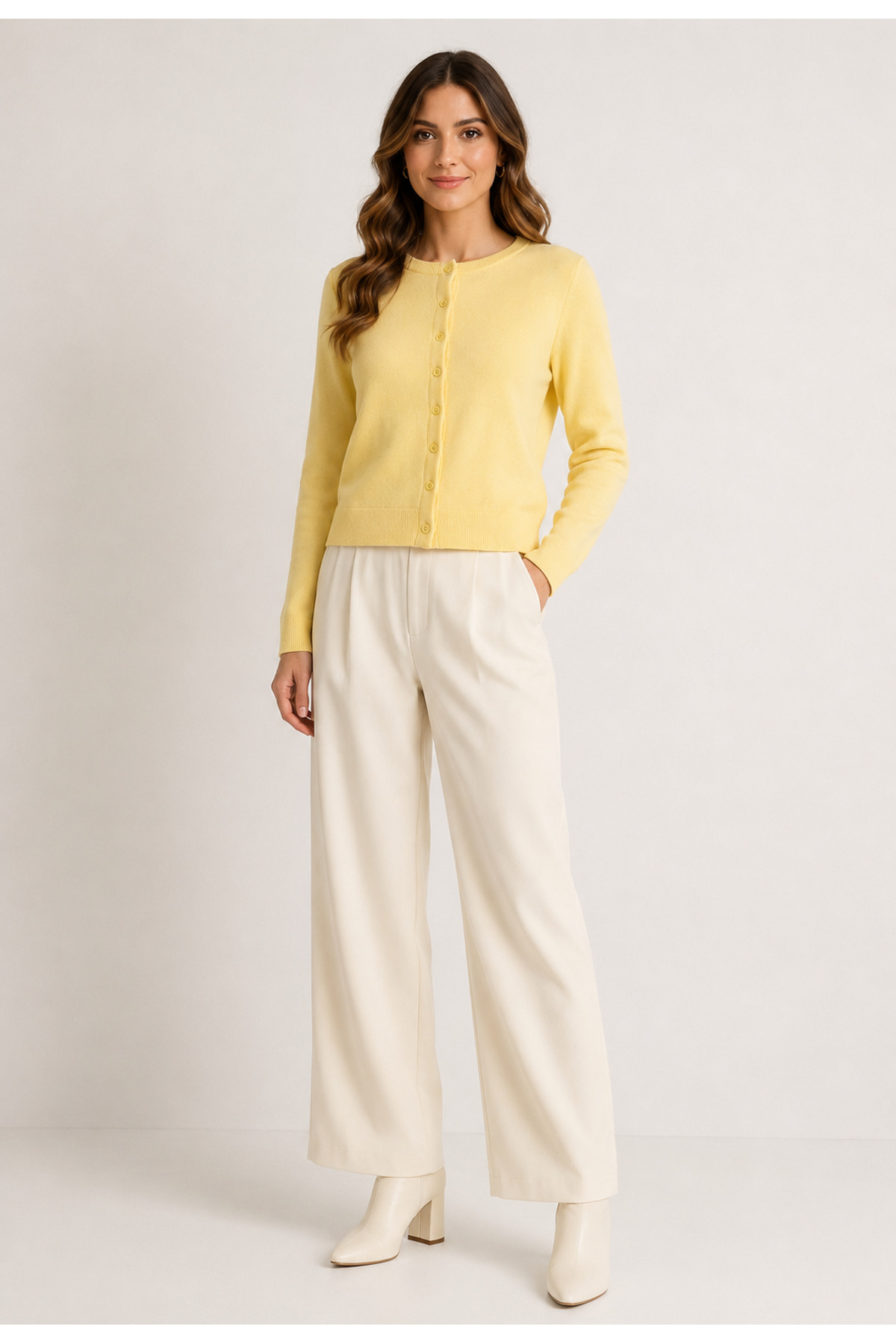 BLOUSE Kadın Sarı Mevsimlik Biskilet Yaka Triko Hırka görsel 2