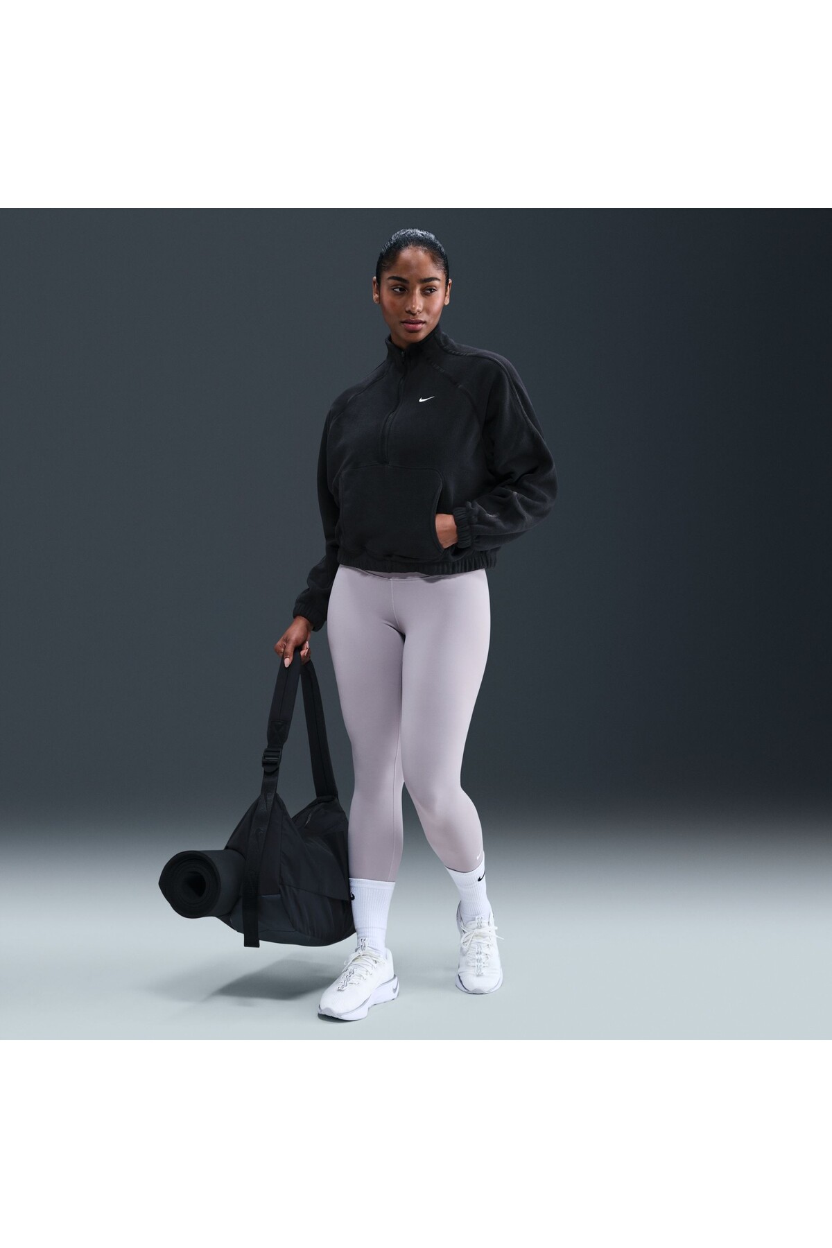 Nike One Therma-FIT Yarım Fermuarlı Oversize Kadın Polar Sweatshirt | IO0182