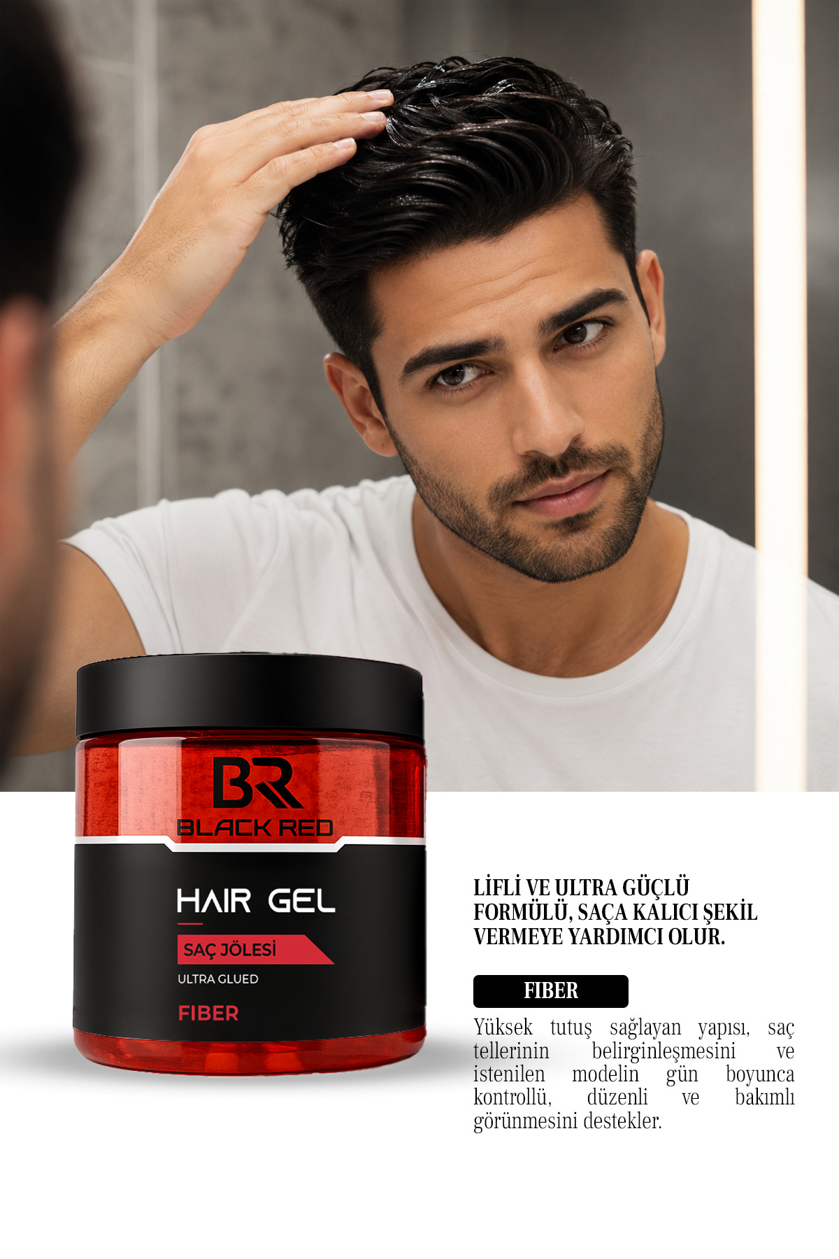 Fiber Saç Jölesi 500 ml – Ultra Güçlü Tutuş, Ekstra Sabitleyici Hair Gel — BR152.01.0025 — تصویر 3 از 4