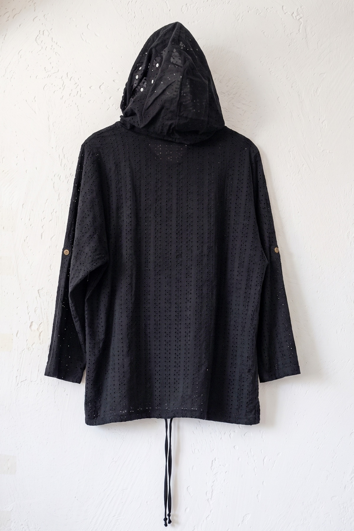 Chiccy Siyah Kapüşonlu Reglan Kol Fermuarlı Cepli Beli Bağlamalı Brodeli Casual Pamuklu Dokuma Ceket 66 60 görsel 8