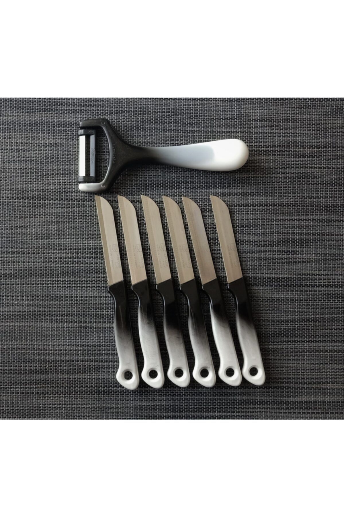 Solingen Fruit and Vegetable Knife Marbled Black white And Peeler