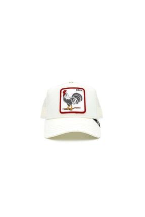 Rooster (horoz Figürlü) Siyah Şapka Beyaz Standart