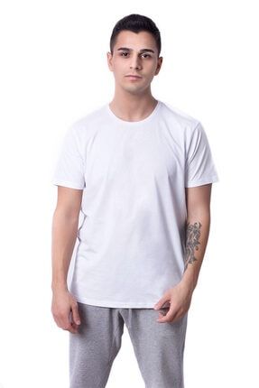 Erkek Beyaz Basic Regular T-shirt FNTSFN0000