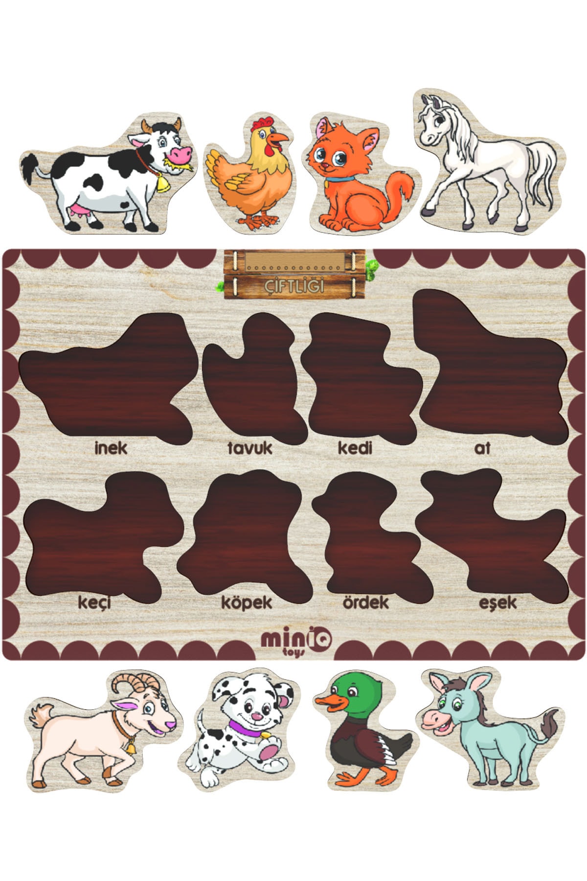 minİQ toys Ahşap Türkçe Ciftlik Hayv.+sebzeler-meyveler-sayilar 4’lü Set Eğitici-öğretici Yapboz fotoğrafı 3 (önizleme)