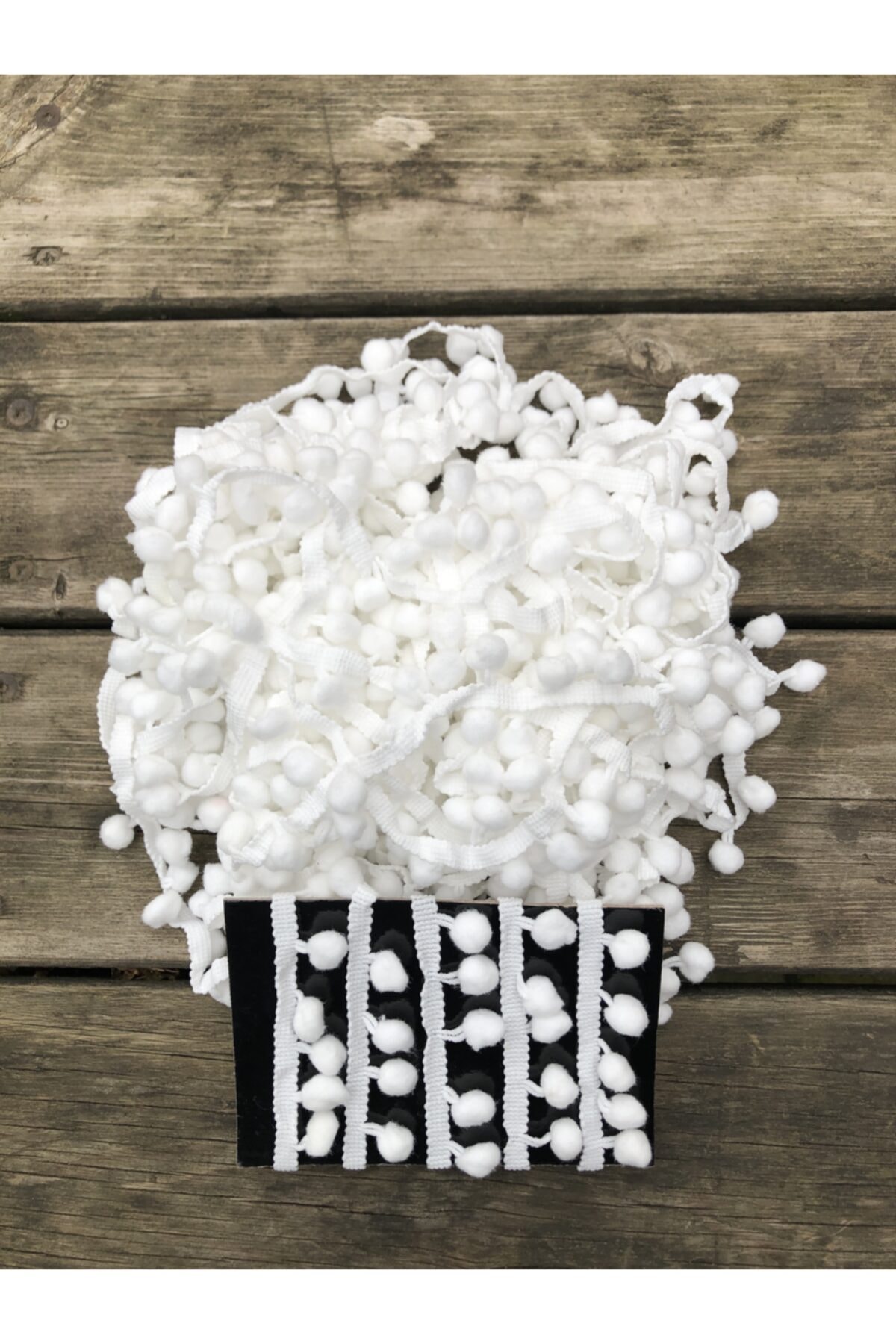 3 Meter White Ribbon Pompom – Decorative Ribbon