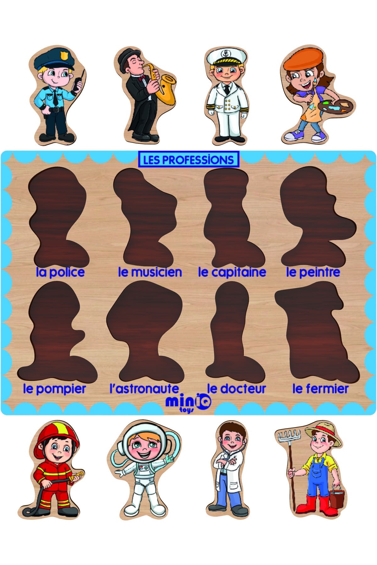 minİQ toys Ahşap Fransızca Sebzeler-meslekler-sekiller-sayilar 4’lü Set Eğitici-öğretici Yapboz fotoğrafı 4 (önizleme)