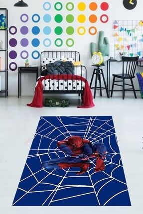 Örümcek Adam Spider Man Desenli Dijital Baskılı Kaymaz Taban Yıkanabilir Çocuk Odası Halısı BLT-P-304