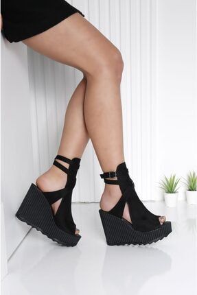 Kadın Siyah Alvına Süet Platform Ayakkabı 169105