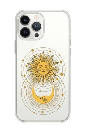 Iphone 13 Pro Max Uyumlu Moon And Sun Desenli Premium Silikonlu Şeffaf Telefon Kılıfı moonandsun13pmsf