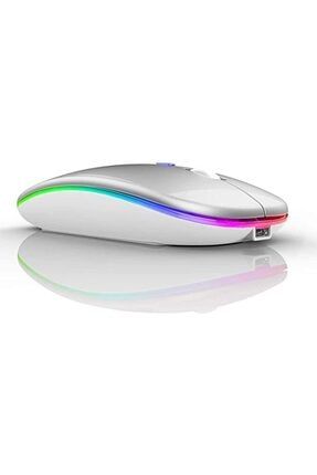 E 1300 Şarj Edilebilir Kablosuz Led Işıklı Sessiz Optik Mouse Bluetooth Ve 2.4g Uyumlu e1300