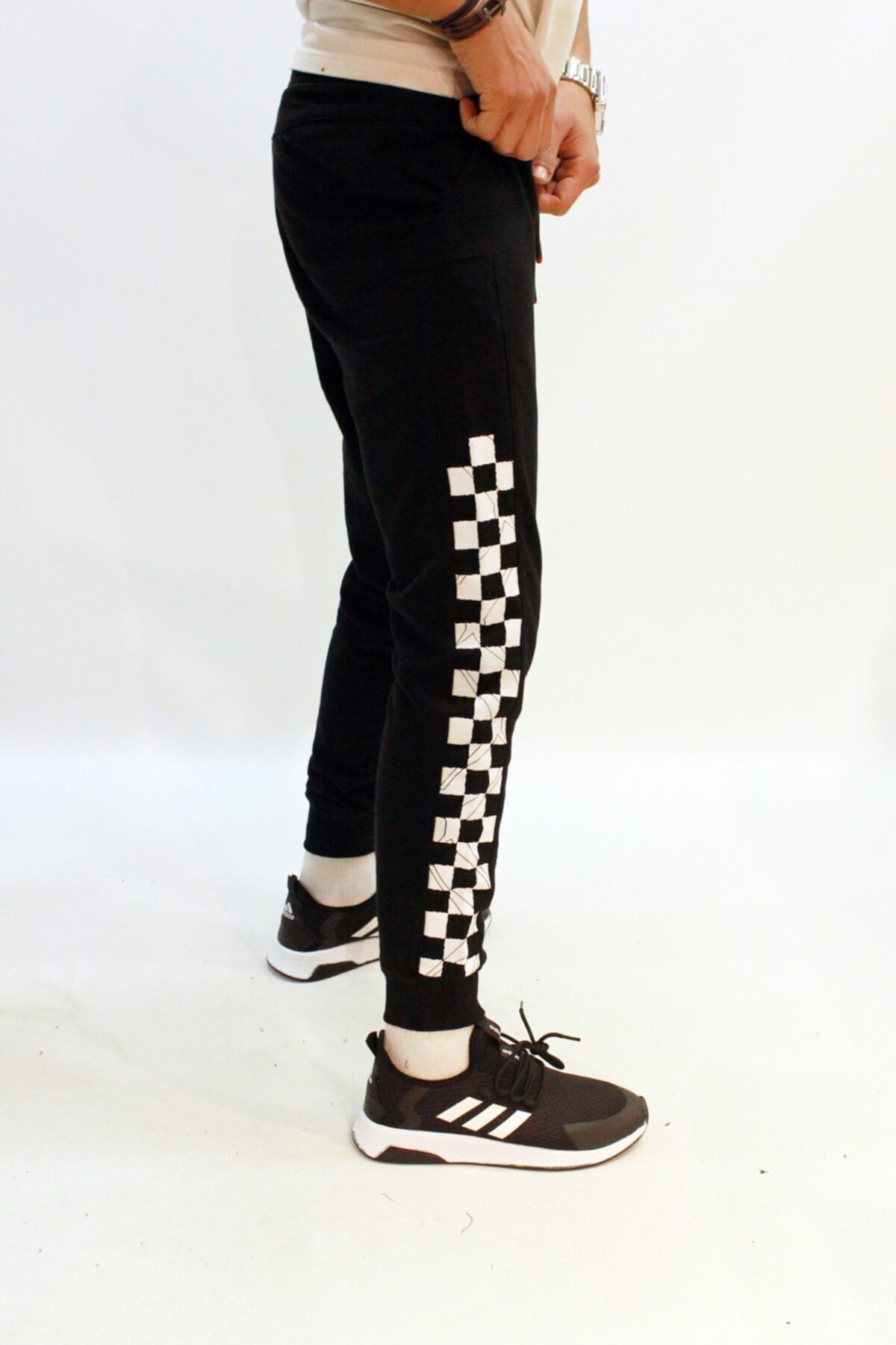 Checkered joggers clearance