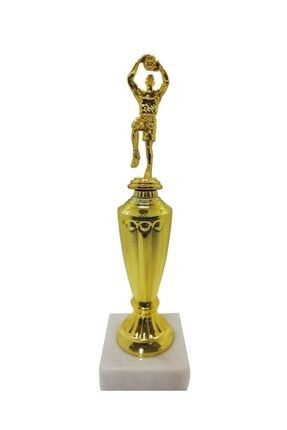 Altın Renk Basketbol Figürlü Ödül Kupası - Mermer Kaideli ( 37 Cm ) KUPAMRMRFGRBSKTBLGLD36