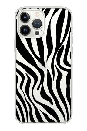 Iphone 13 Pro Şeffaf Zebra Desenli Telefon Kılıfı IP13P-049