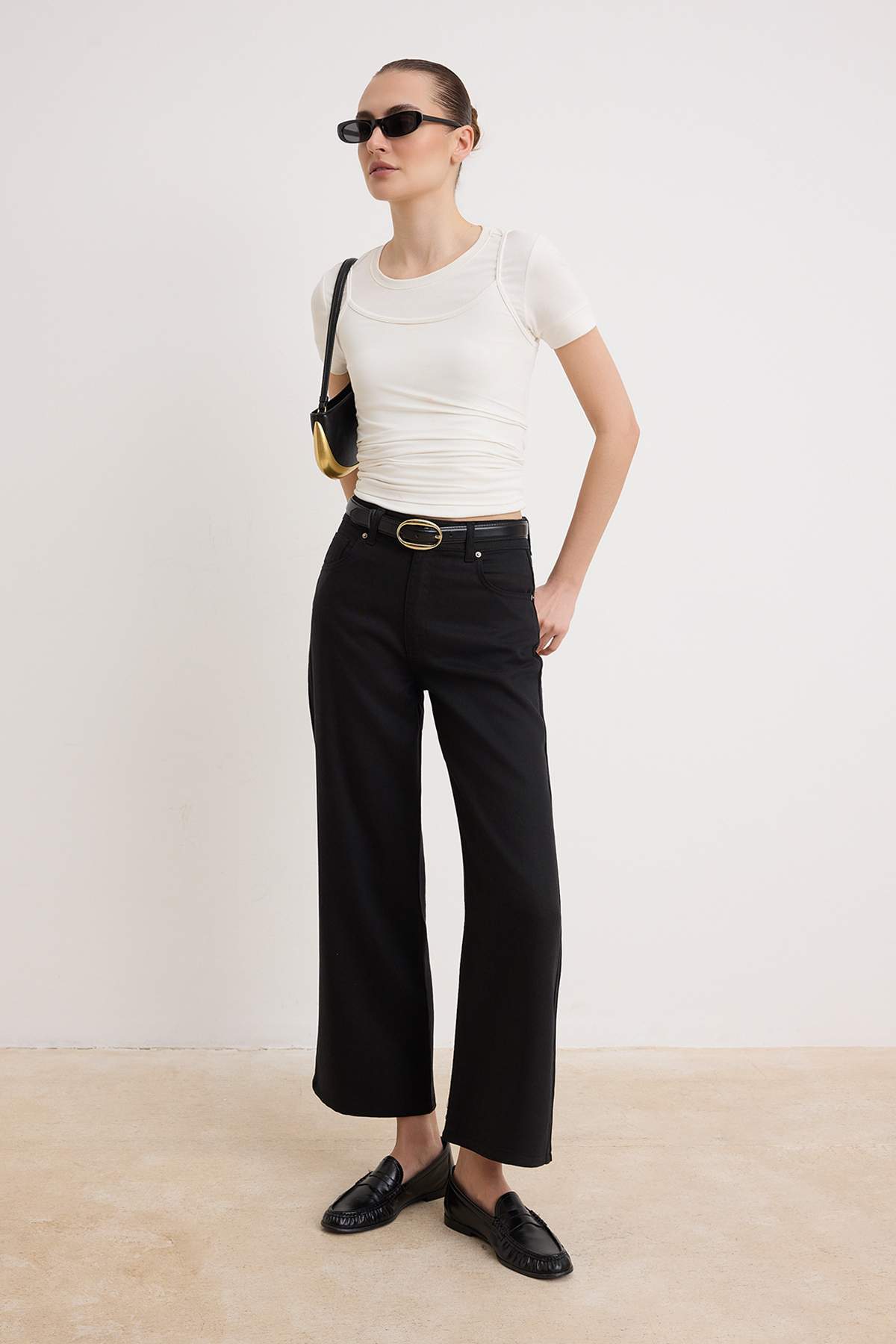 Trendyolmilla Siyah %100 Tencel Yüksek Bel Culotte Jeans TWOSS26JE00357