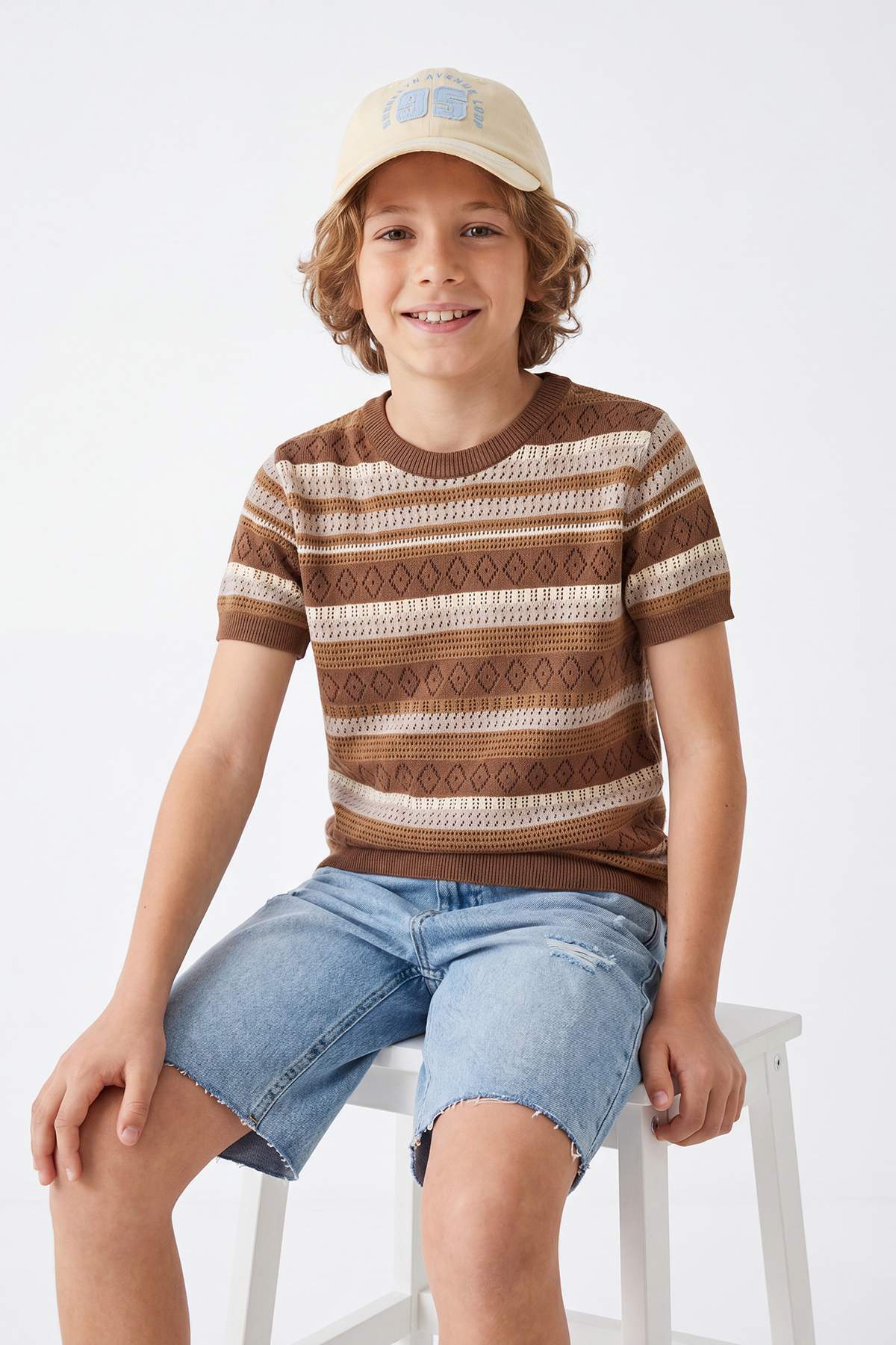 Trendyolmilla Kids Kahverengi Bisiklet Yaka Kız Çocuk Triko Bluz TKDAW26BZ00001