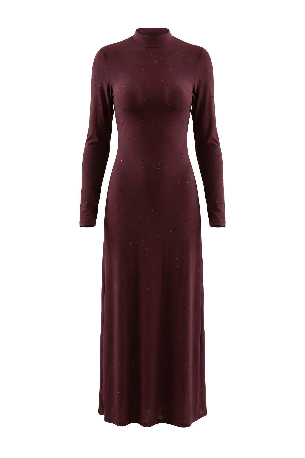 Trendyolmilla Mor A-Kesim/Çan Form Maxi Örme Tül Elbise TPRAW24EL00208