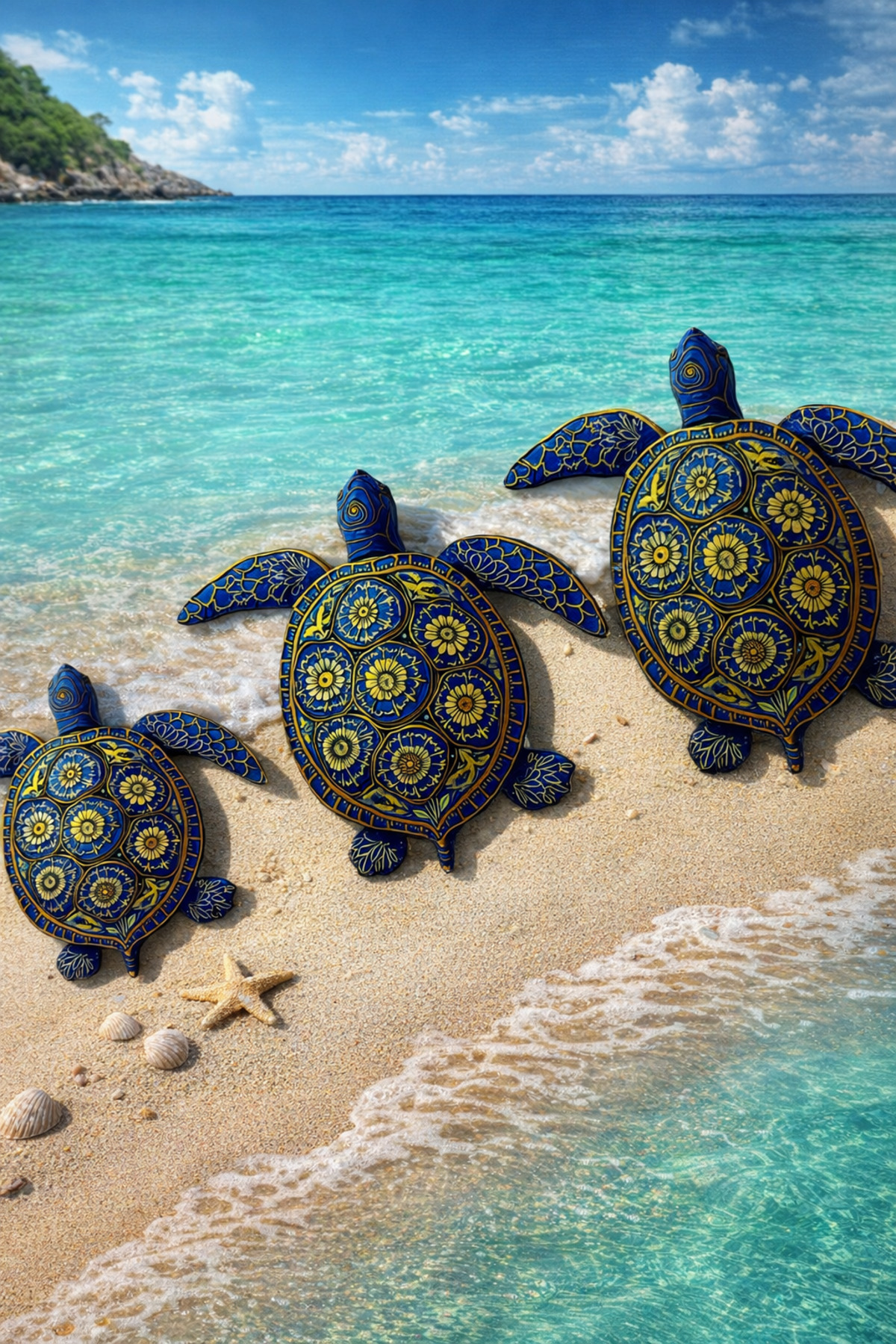 Decorative wall ornament 3-piece turtle 3-piece
