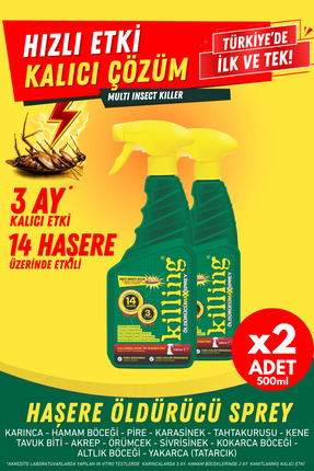 Killing Max Sprey 2’li Eko Set – Böcek İlacı 14 Haşereye Etkili, Karınca 3 Ay...