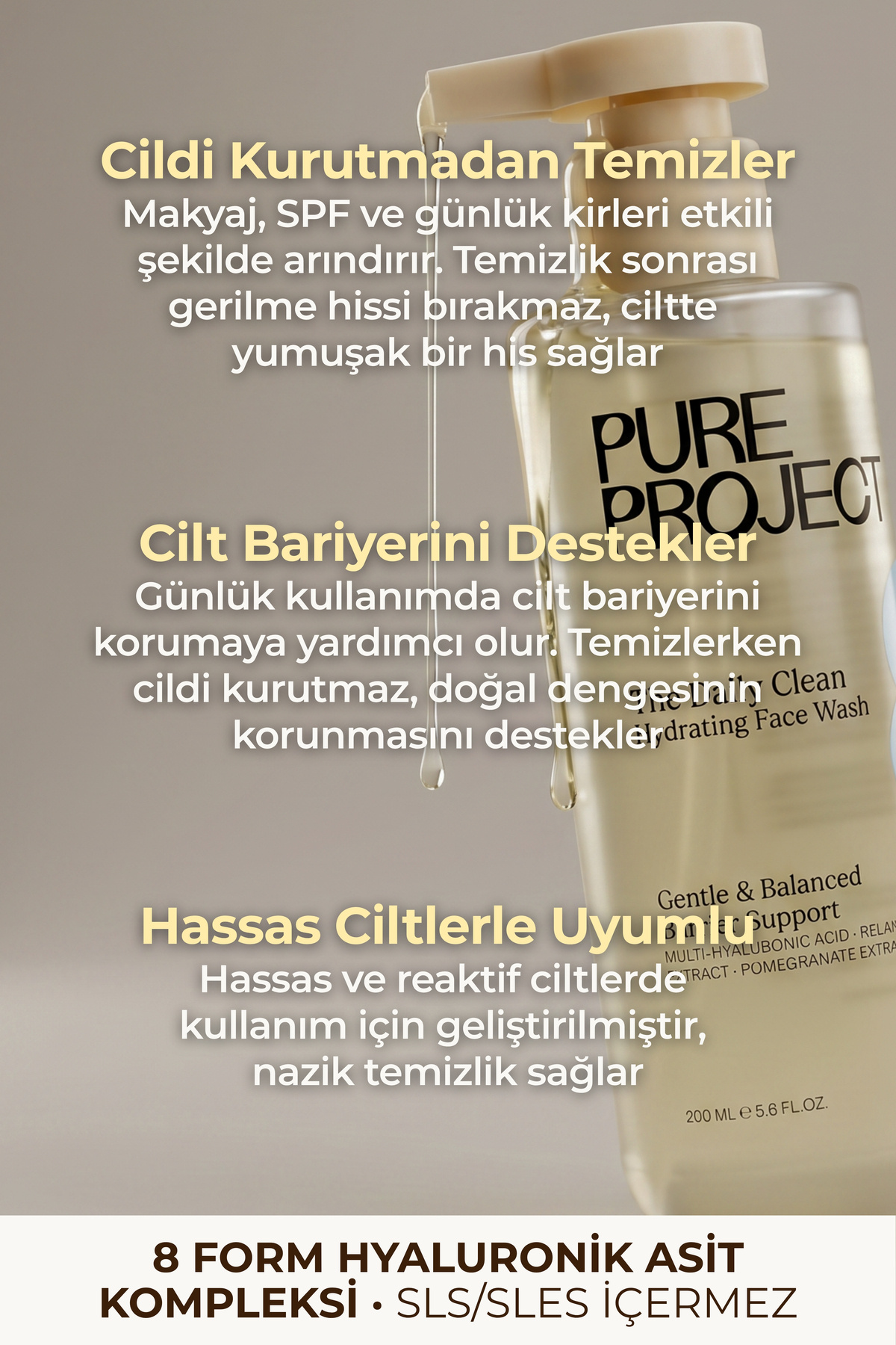 Kokusuz Yüz Temizleme Jeli 200 ml | Nazik Temizleme & Hassas Ciltlere Uygun — 8682835806235 — تصویر 4 از 7