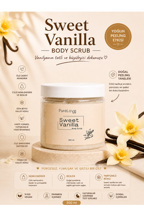 Pure Love Care Sweet Vanilla Nemlendirici Ve Arındırıcı Vücut Peelingi
