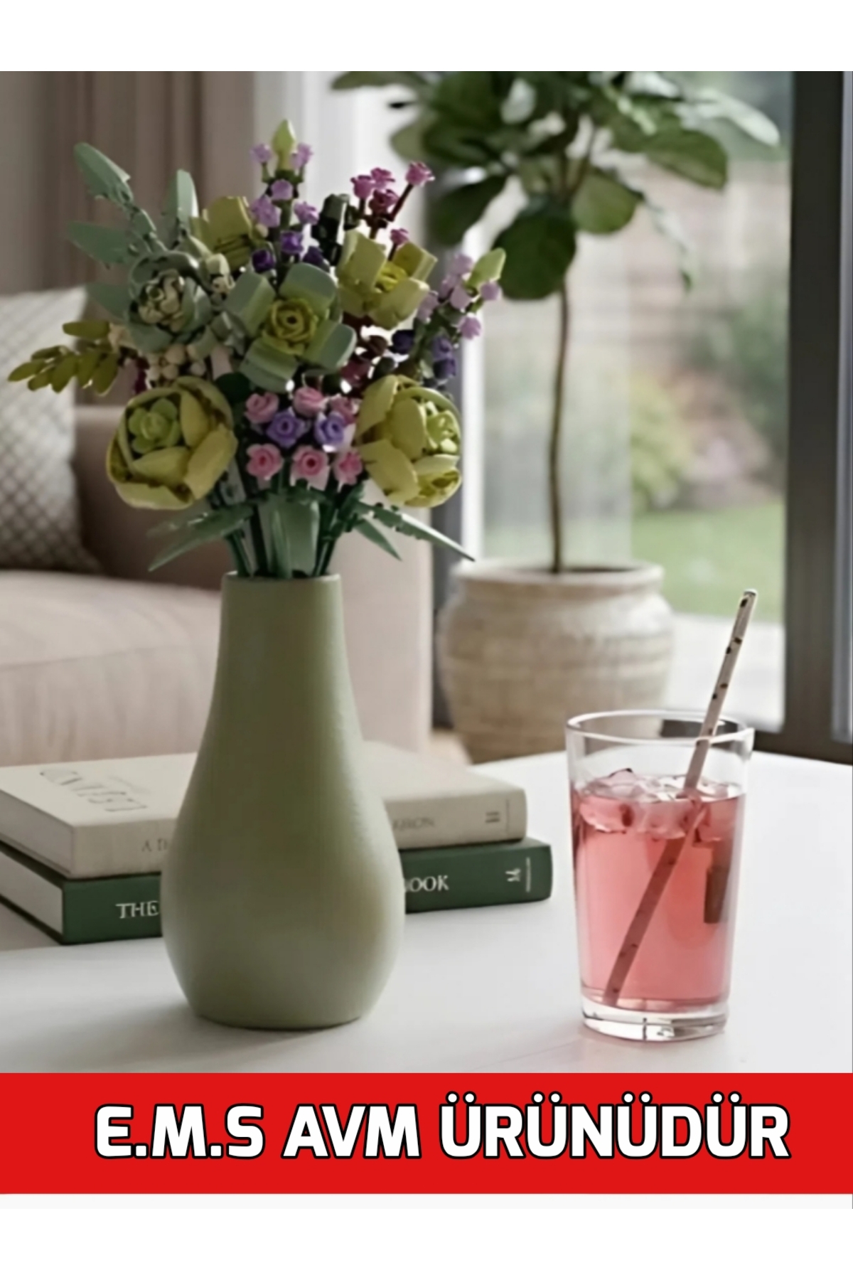 VASE DROP VASE DECORATIVE VASE MINT GREEN COLOR 13CM X 7CM LEGO FLOWER VASE.