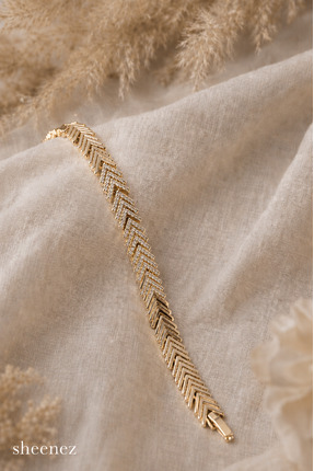 sheenez CM JEWELRY Zirkon Taşlı Gold Tasarım Model Çelik Kadın Bileklik(14k r...