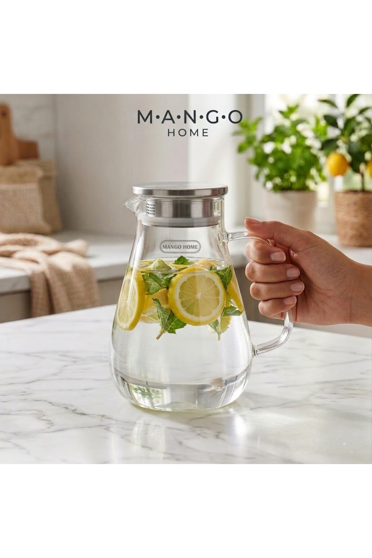 Premium Borosilicate Glass Pitcher - Luxury Design with Steel Lid 1.6L- Shielded Packaging