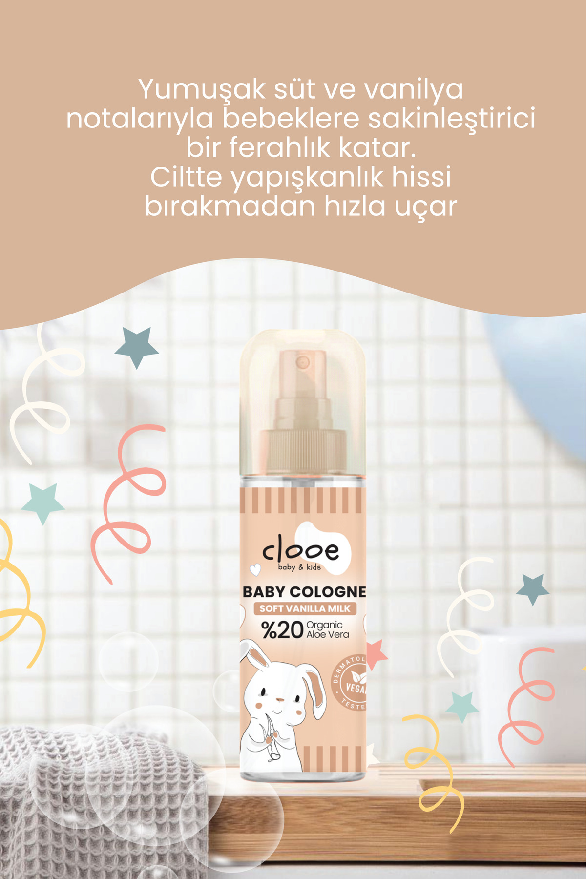6'lı Bebek Kolonyası Soft Vanilla Milk 150 ml - Vanilya ve Süt Notalı - Organik Aloe Vera Özlü - Vegan — PKA036 — تصویر 4 از 4