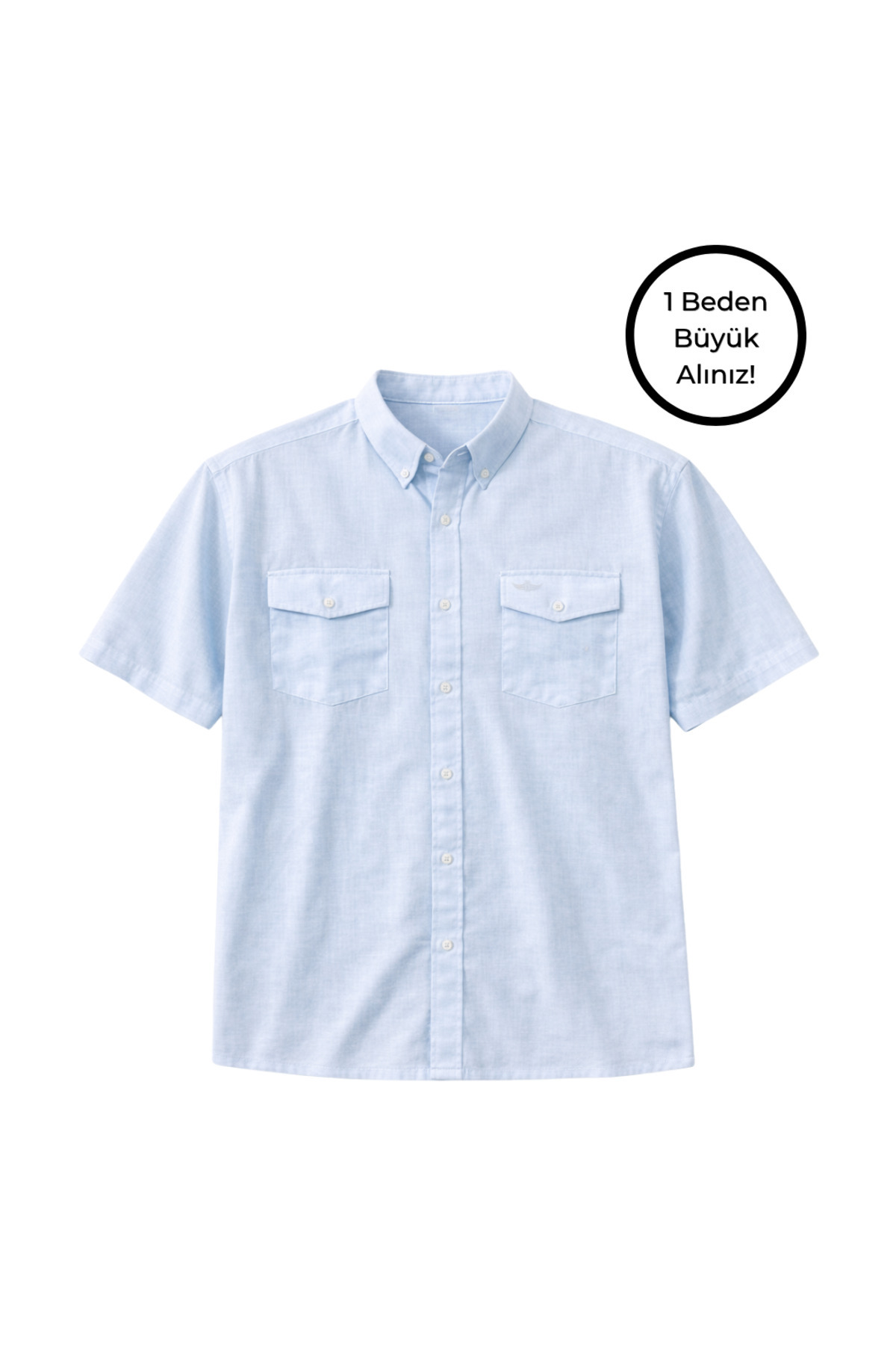 BattalModa Erkek Büyük Beden Mint Çift Cepli Kısa Kollu Gömlek 3XL-4XL-5XL-6XL-7XL-8XL görsel 4