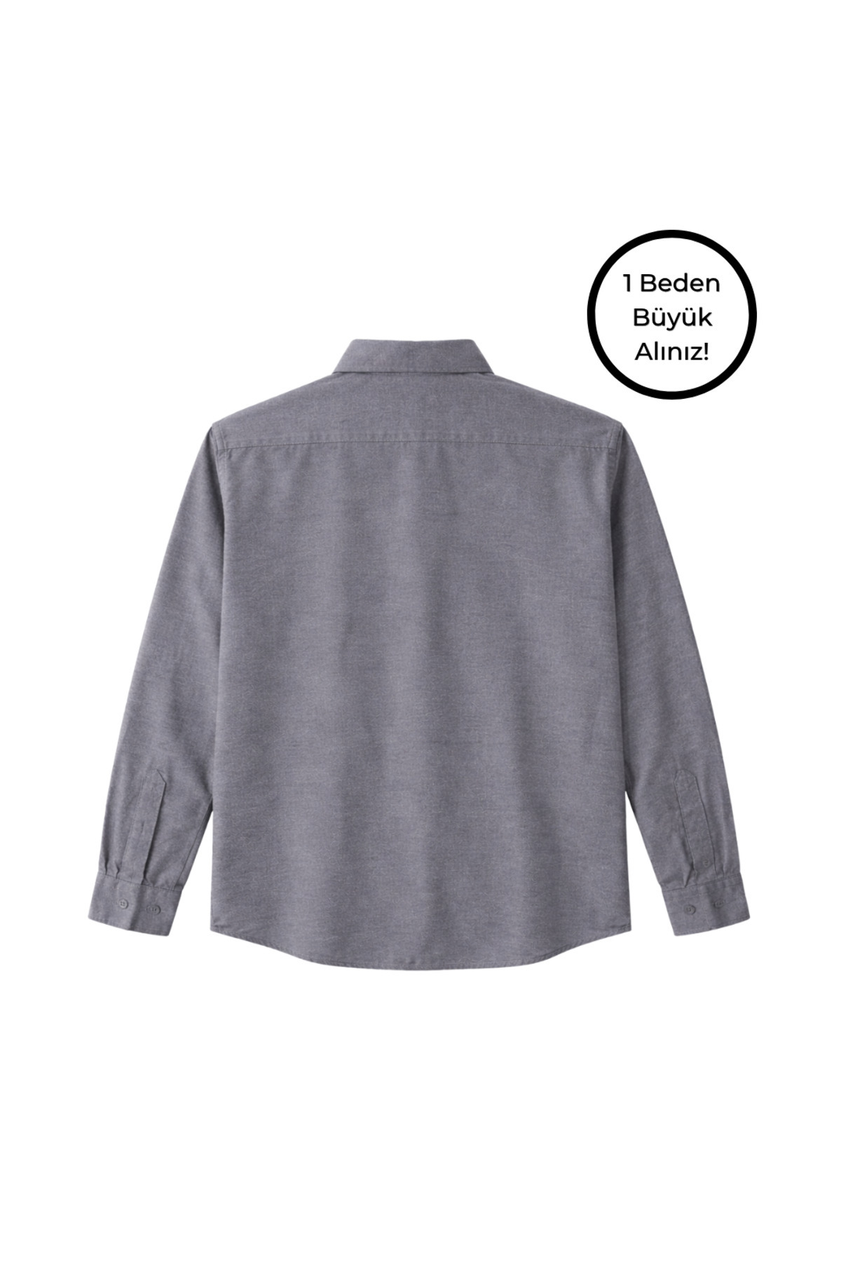 BattalModa Erkek Büyük Beden Füme Uzun Kollu Gömlek 3XL-4XL-5XL-6XL görsel 5