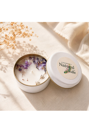 naturalife Şifalı Taşlı Enerji Mumları | Amatist Taşlı Meditasyon Mumu | Soya...
