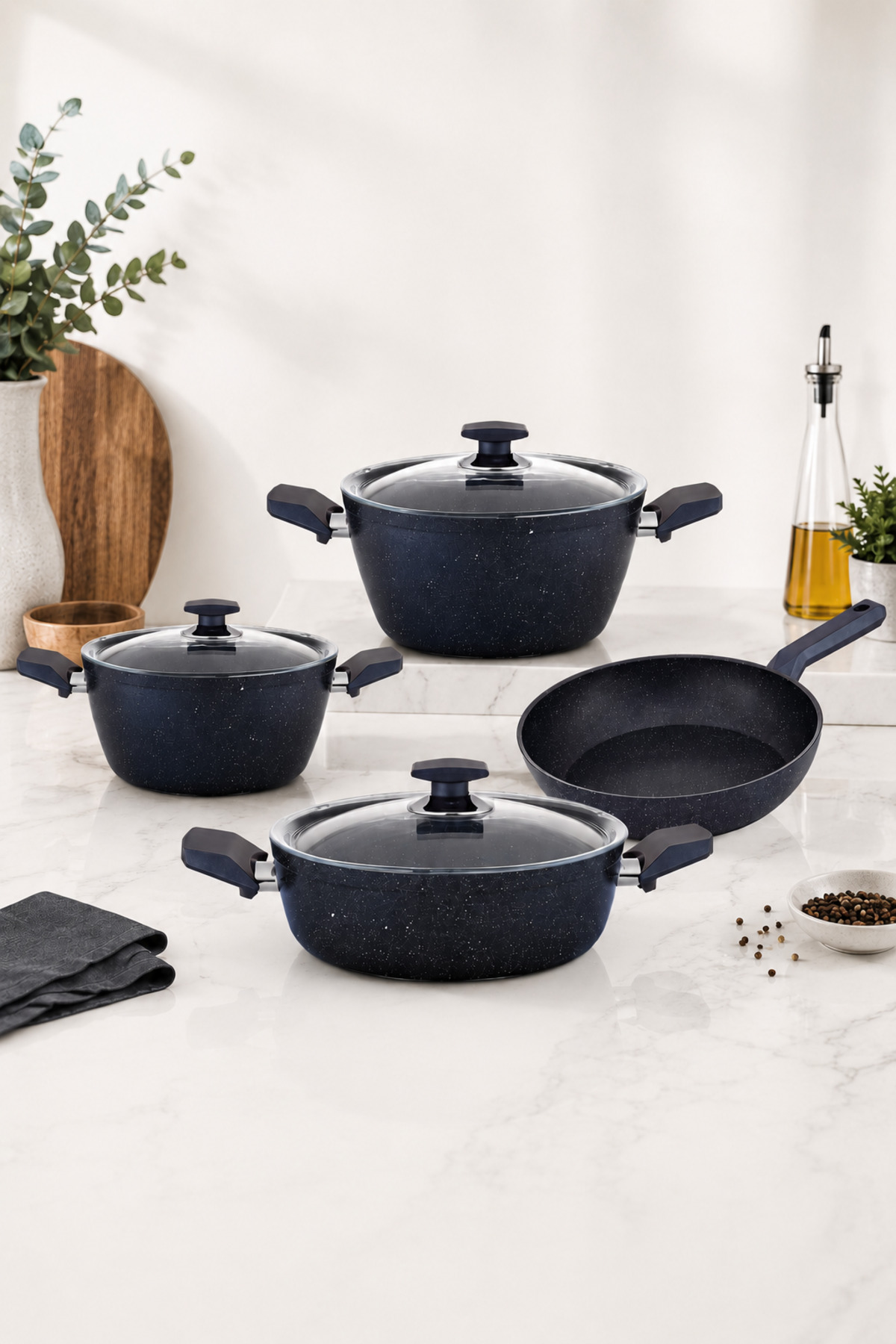 everyone vincent ceramic tray3点セット Vivaldi Yanmaz Yapışmaz Eco 7 Parça Granit Tencere Seti - Fiyatı
