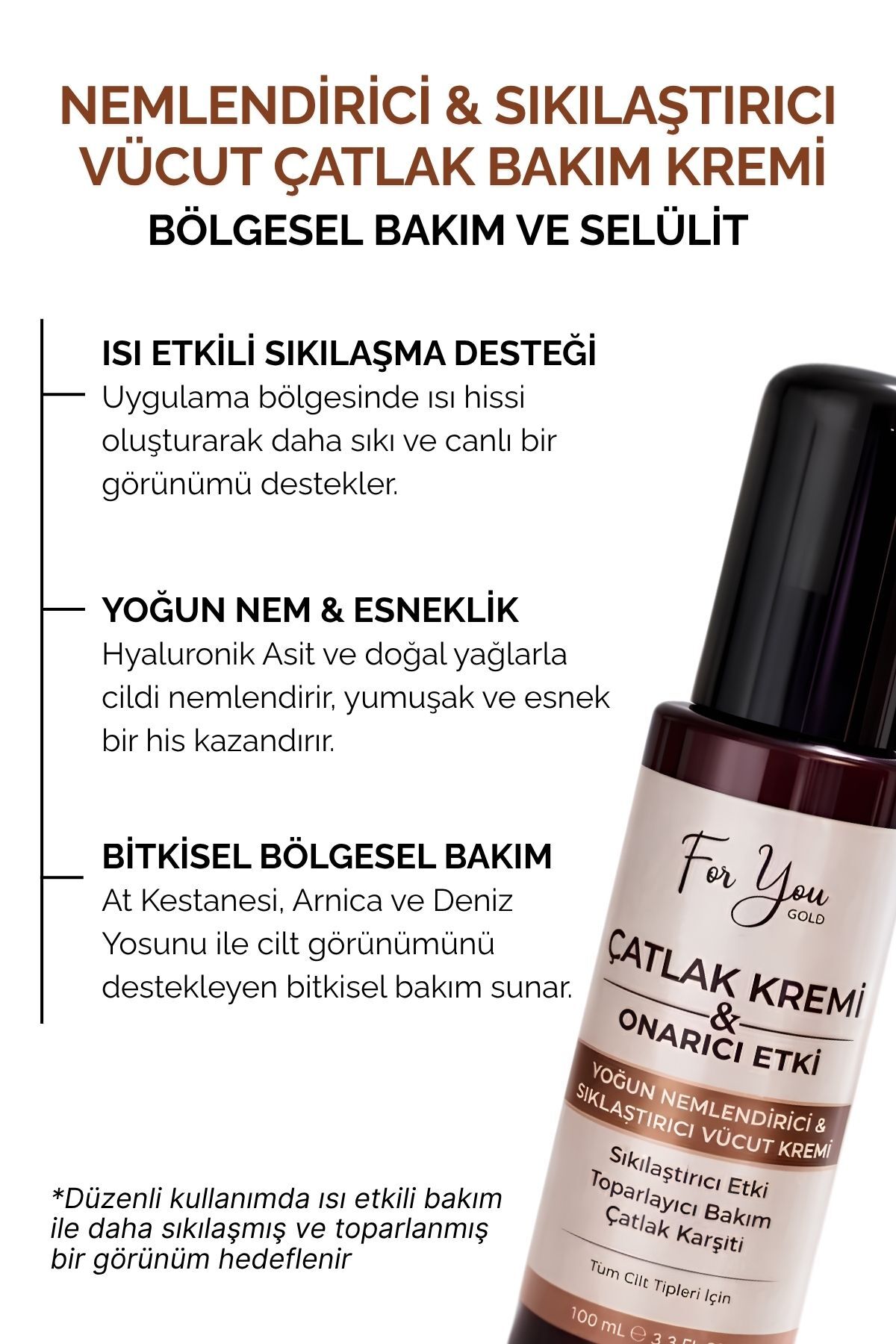 Sıkılaştırıcı & Toparlayıcı Isı Etkili Vücut Çatlak Bakım Kremi | Bölgesel Bakım ve Selülit 100 ml — tümçat — تصویر 4 از 8