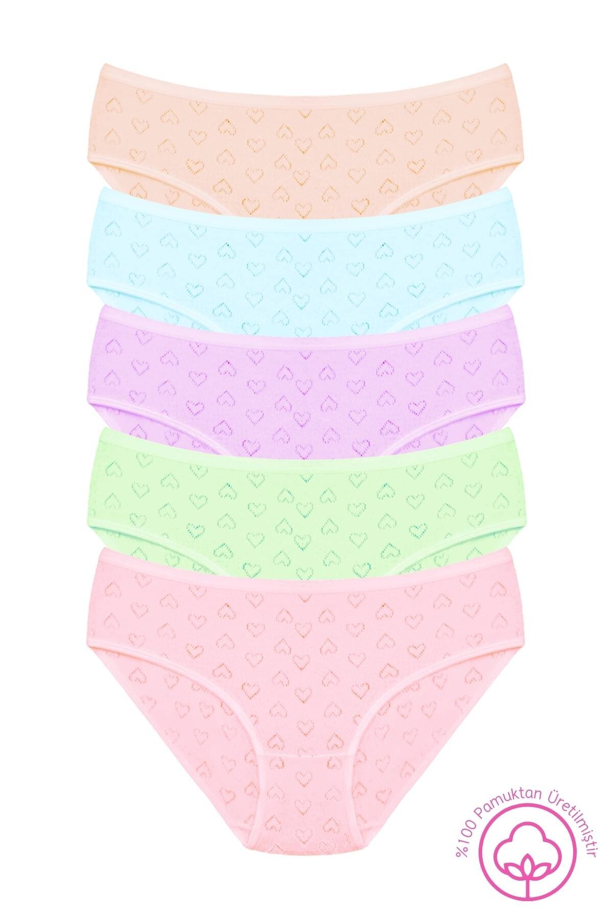 020 Hearted 100% Cotton 5-Pack Kids Panties 020-v2