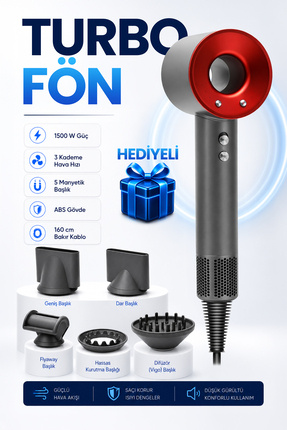 Venenon İyonik Saç Kurutma Makinesi 5 Başlıklı Profesyonel Fön Makinesi Difüz...