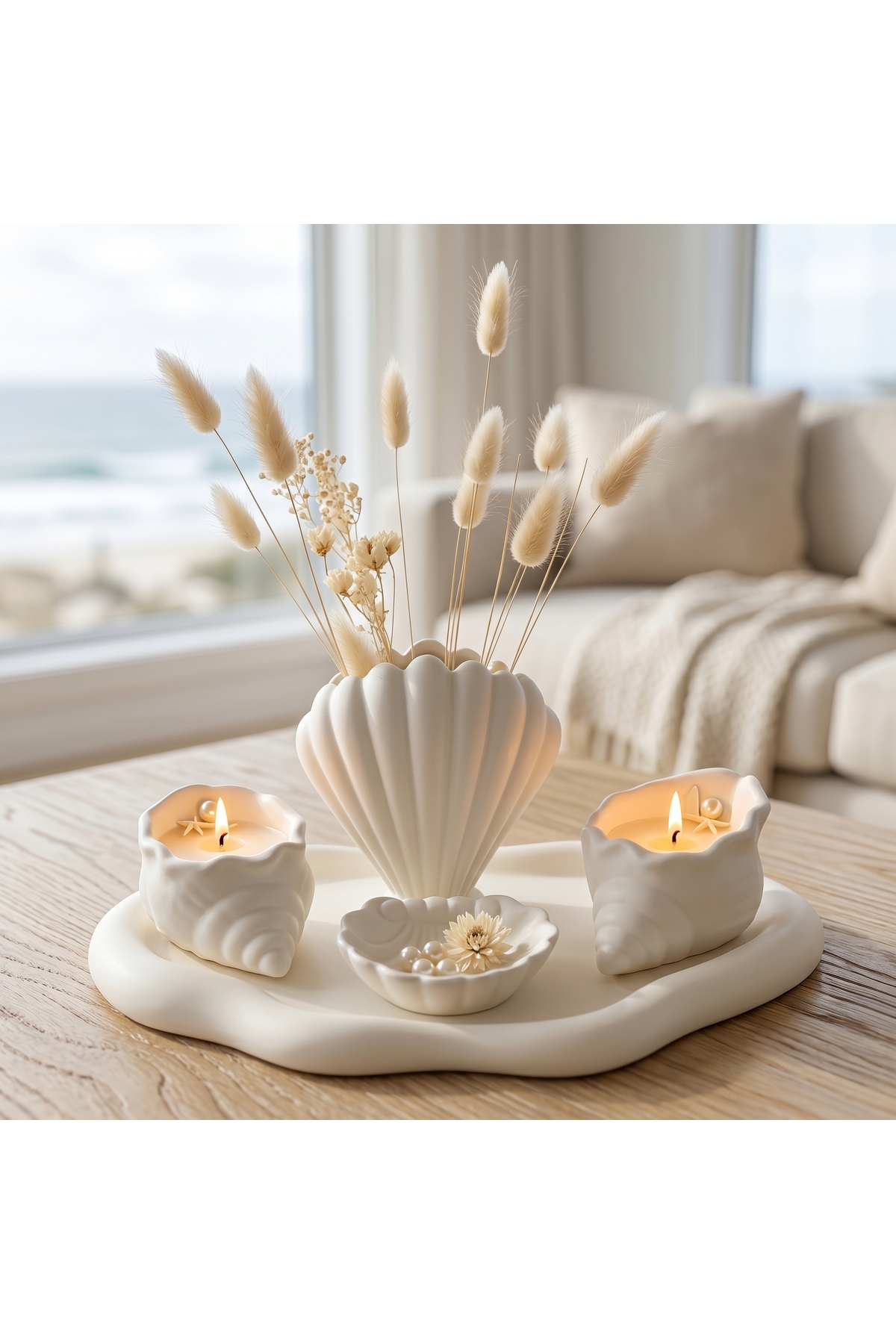 Studio 5 Seashell Set seashell vase,double seashell candle,cloud plate