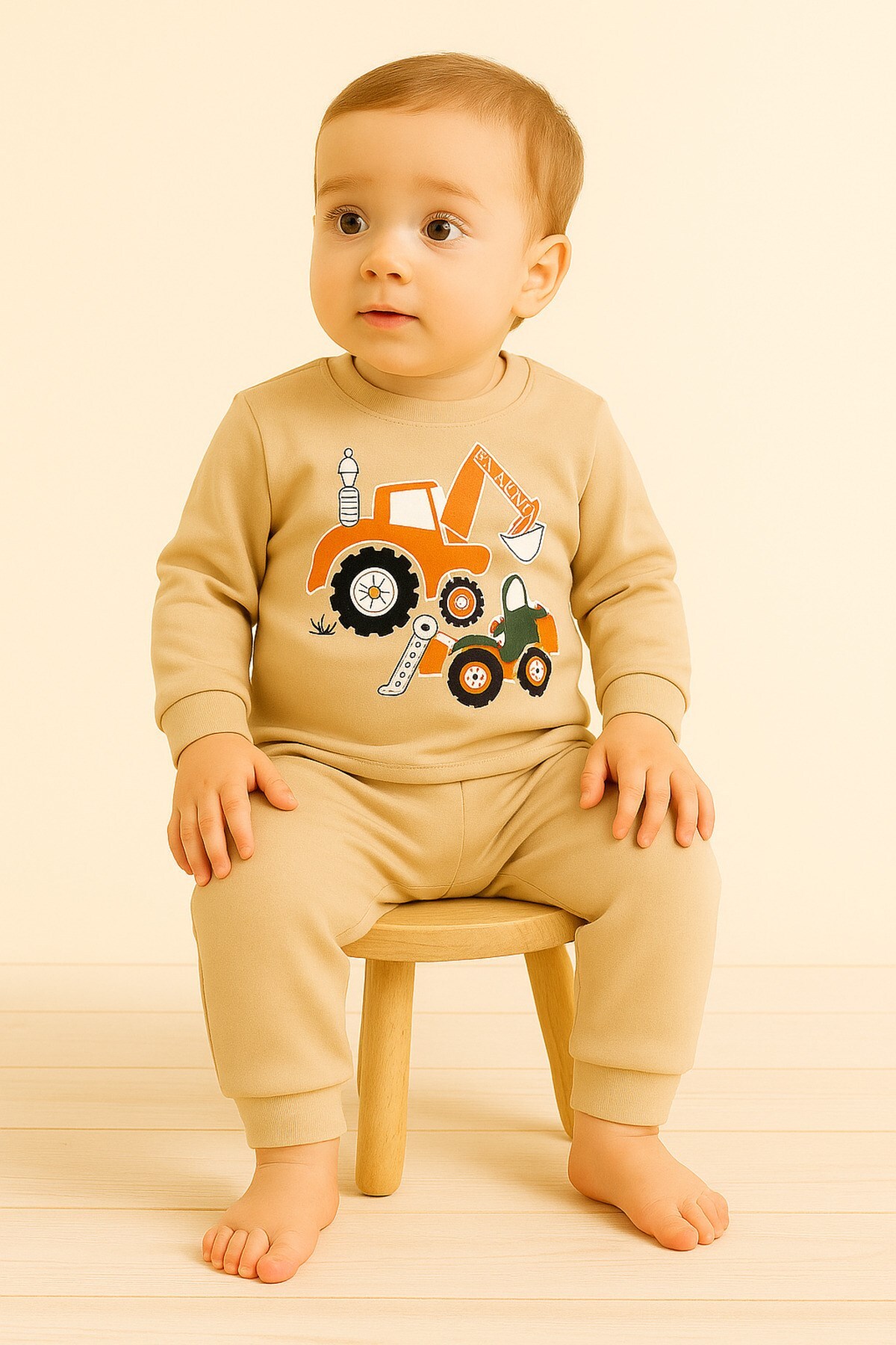 aden kids Boy's Printed Long-Sleeved Cuffed Baby Collar Seasonal Combed Cotton Pajama Set Cotton