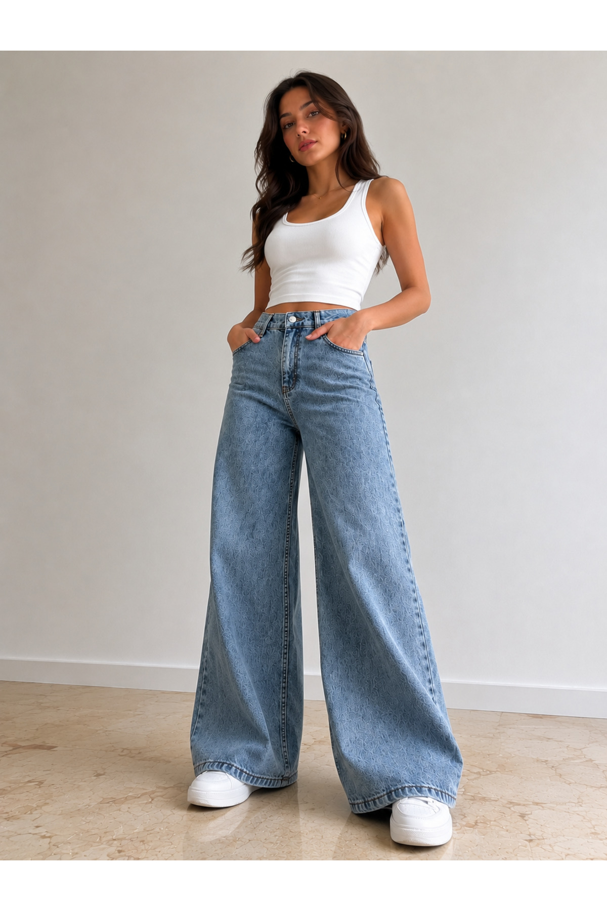 St.Poll Christian 90's Light Blue Palazzo Wide Leg Super High Waist Jeans