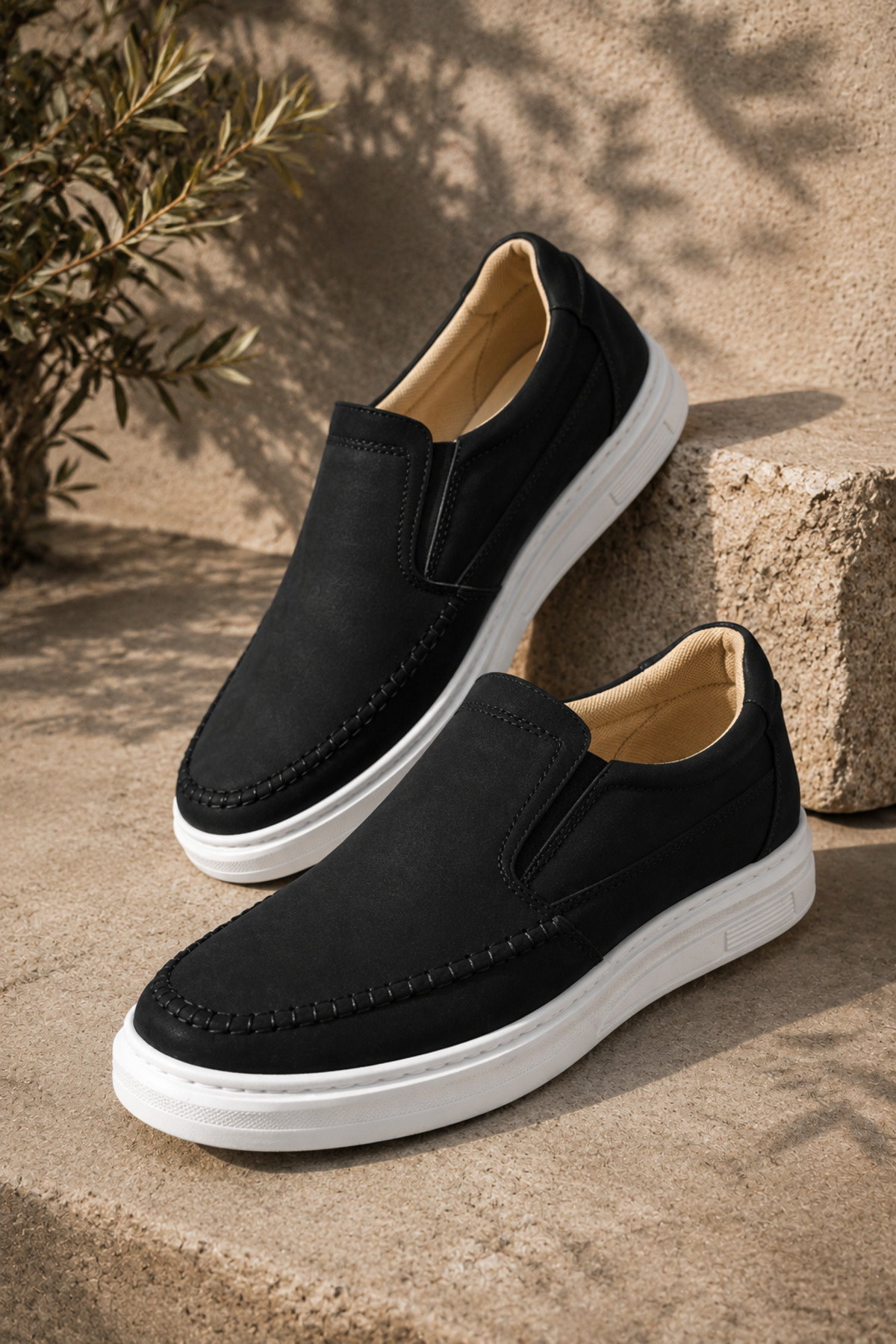 TAZELER.SHOES Erkek Ortopedik Dikişli Taban Rahat Hafif Günlük Siyah Erkek Ayakkabı görsel 5