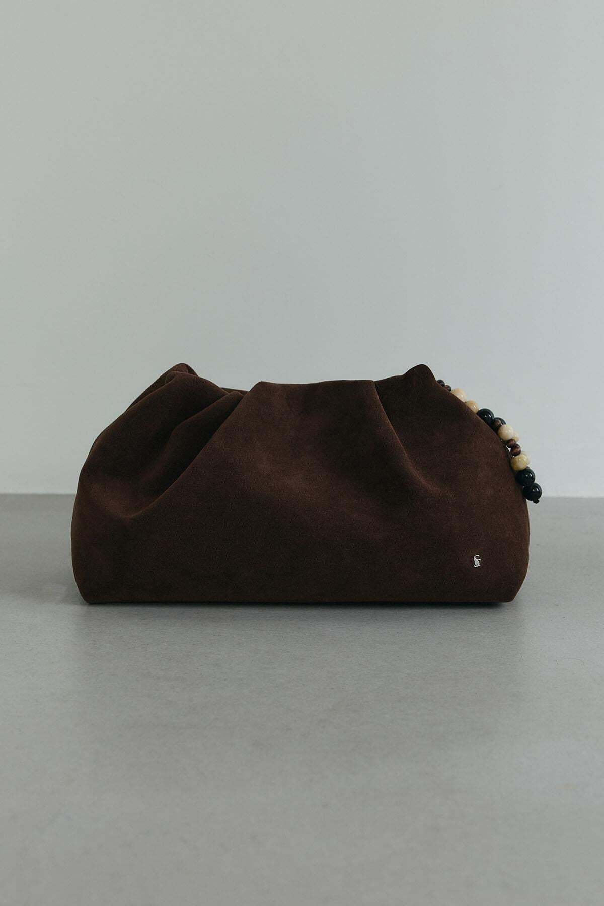 Suud Collection Acı Kahve Cove Büzgülü El Çantası görsel 8