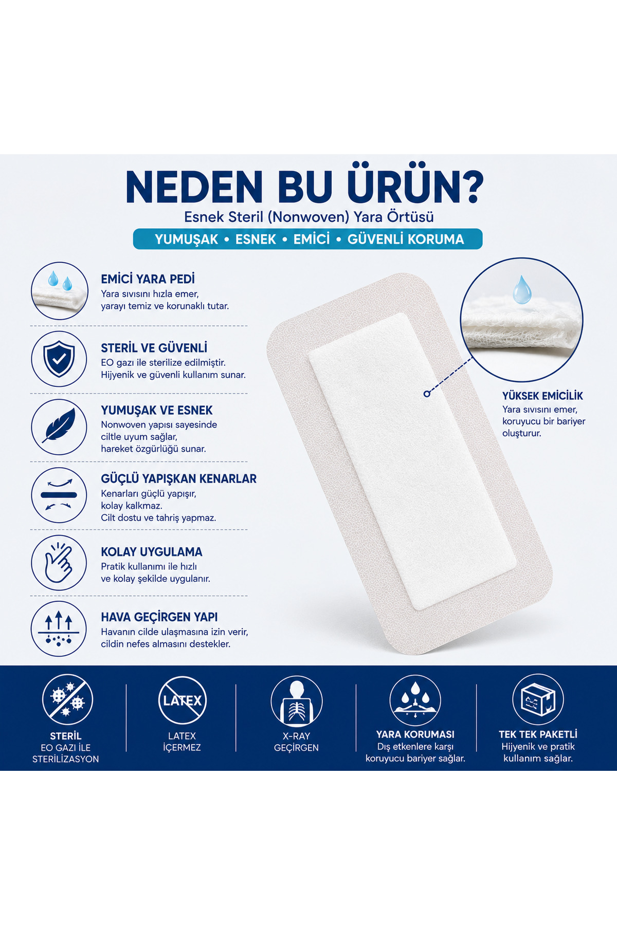 Octacare Esnek Yara Örtüsü 9cm x15cm (25 adet ) - Fiyatı, Yorumları